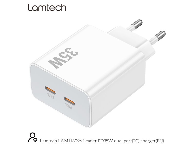 LAMTECH LAM113096 διπλή θύρα type-c FAST PD35W λευκό 0037739 LAMTECH LAM113096 διπλή θύρα type-c FAST PD35W λευκό 0037739