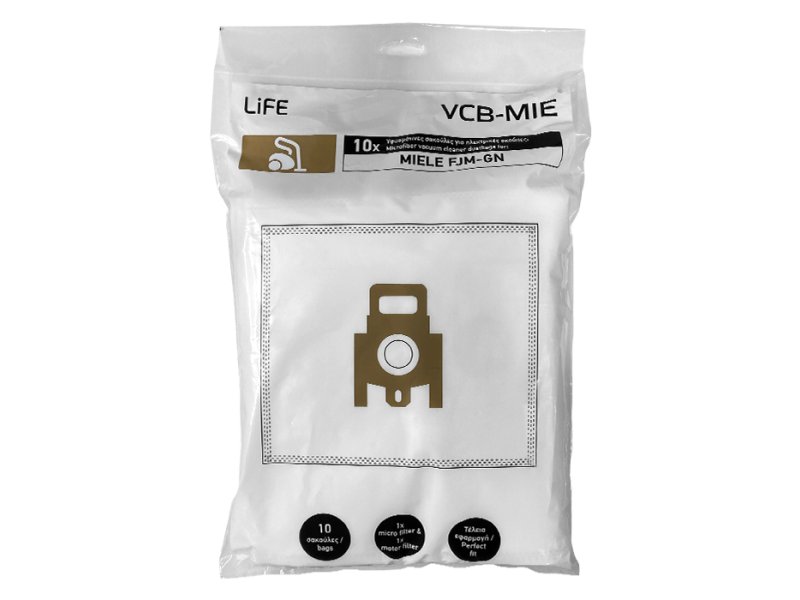 LIFE VCB-ΜΙΕ Υφασμάτινες σακούλες για ηλεκτρικές σκούπες MIELE FJM-GN, 10τεμ 0038523 LIFE VCB-ΜΙΕ Υφασμάτινες σακούλες για ηλεκτρικές σκούπες MIELE FJM-GN, 10τεμ 0038523