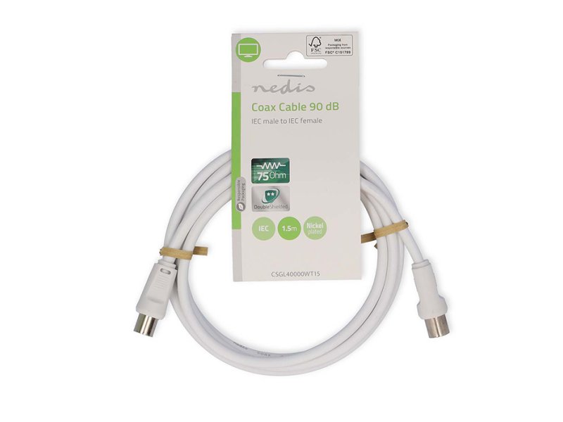 NEDIS CSGL40000WT15 Καλώδιο Κεραίας RF αρσ. - RF θηλ. 90dB 1.50m Λευκό 0039305 NEDIS CSGL40000WT15 Καλώδιο Κεραίας RF αρσ. - RF θηλ. 90dB 1.50m Λευκό 0039305
