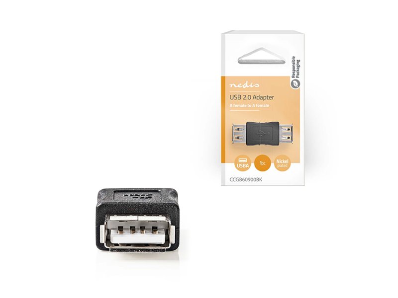 NEDIS CCGB60900BK USB 2.0 TYPE A Αντάπτορας 480Mbps Μαύρο 0040786 NEDIS CCGB60900BK USB 2.0 TYPE A Αντάπτορας 480Mbps Μαύρο 0040786
