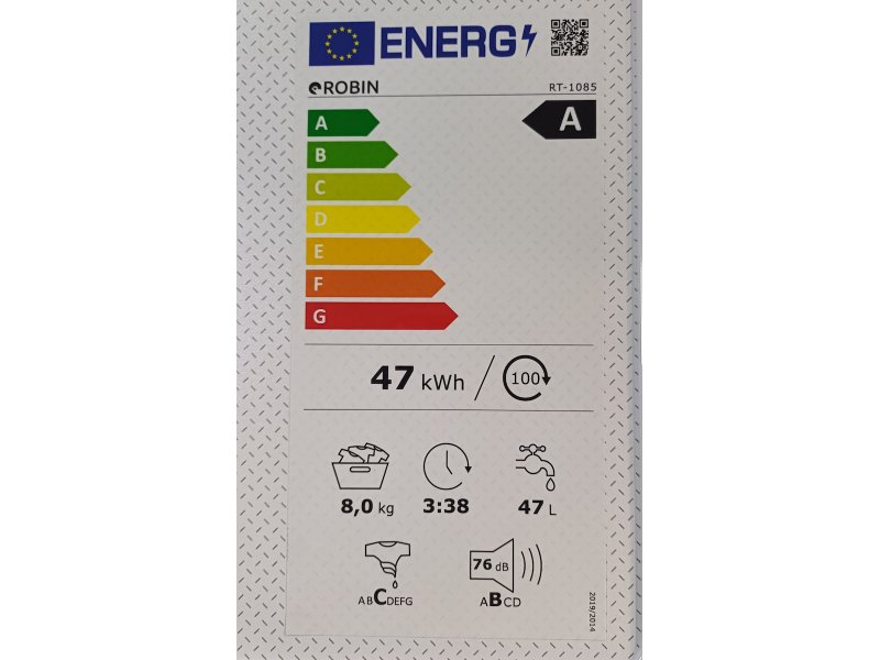 ROBIN RT-1085 Πλυντήριο Ρούχων 8kg με Ατμό 1400rpm 0040840 ROBIN RT-1085 Πλυντήριο Ρούχων 8kg με Ατμό 1400rpm 0040840