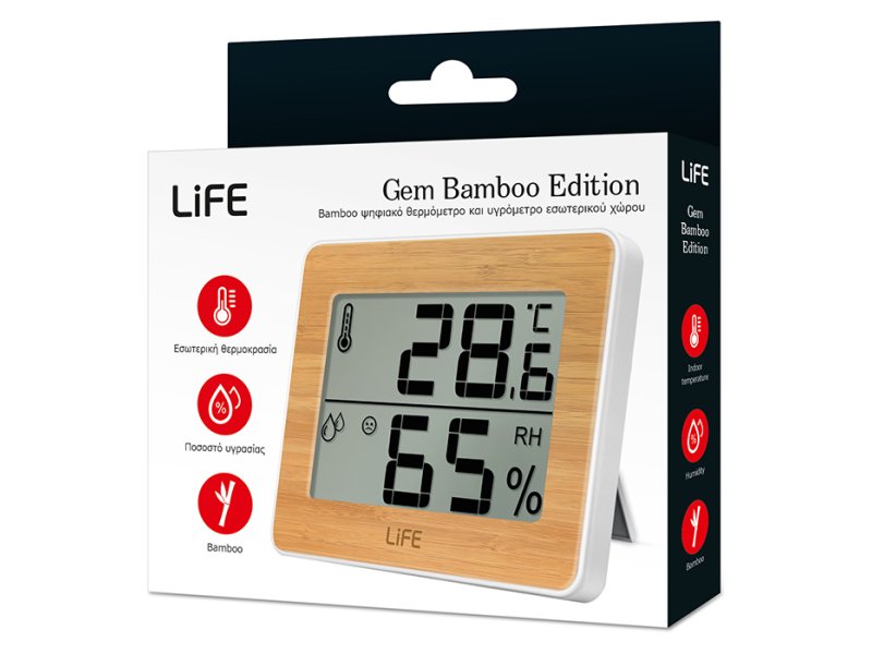 LIFE Gem Bamboo Edition 221-0059 Ψηφιακό Θερμόμετρο και Υγρόμετρο Εσωτερικού Χώρου 0040935 LIFE Gem Bamboo Edition 221-0059 Ψηφιακό Θερμόμετρο και Υγρόμετρο Εσωτερικού Χώρου 0040935