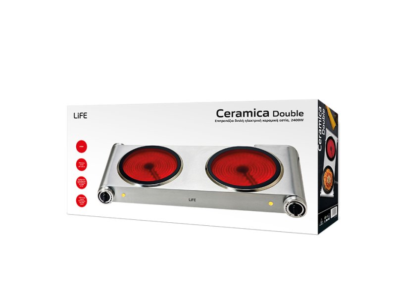 LIFE CERAMICA Double Επιτραπέζια Διπλή Ηλεκτρική Κεραμική Εστία, 2400W 0040936 LIFE CERAMICA Double Επιτραπέζια Διπλή Ηλεκτρική Κεραμική Εστία, 2400W 0040936