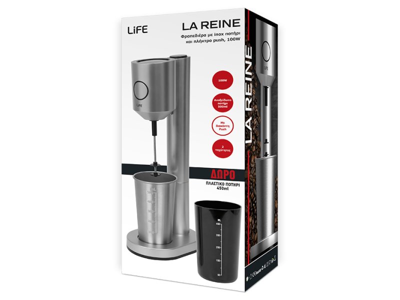LIFE LA REINE 221-0394 Φραπεδιέρα με 1 inox + 1 πλαστικό ποτήρι και πλήκτρο push, σε ασημί χρώμα, 100W 0040937 LIFE LA REINE 221-0394 Φραπεδιέρα με 1 inox + 1 πλαστικό ποτήρι και πλήκτρο push, σε ασημί χρώμα, 100W 0040937