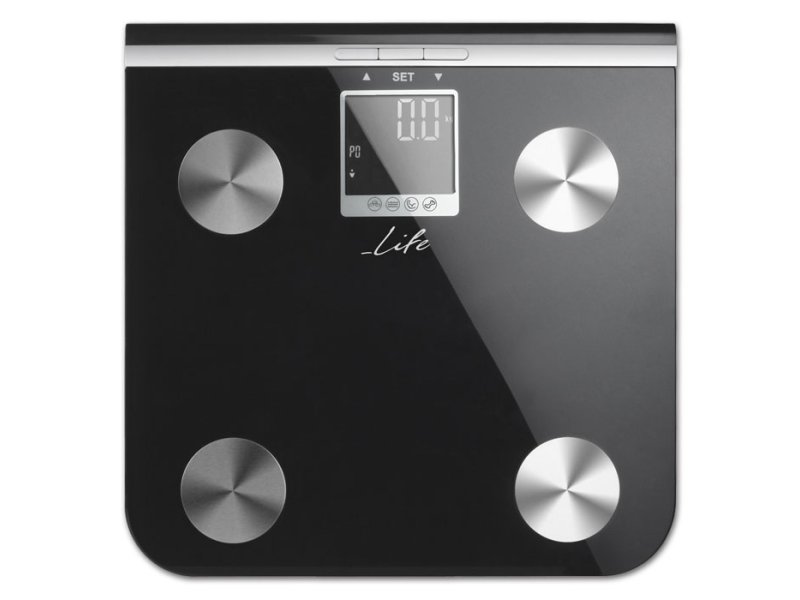 LIFE Shape 221-0076 Γυάλινη ηλεκτρονική ζυγαριά μπάνιου με λιπομέτρηση, 5 σε 1. 0040938 LIFE Shape 221-0076 Γυάλινη ηλεκτρονική ζυγαριά μπάνιου με λιπομέτρηση, 5 σε 1. 0040938