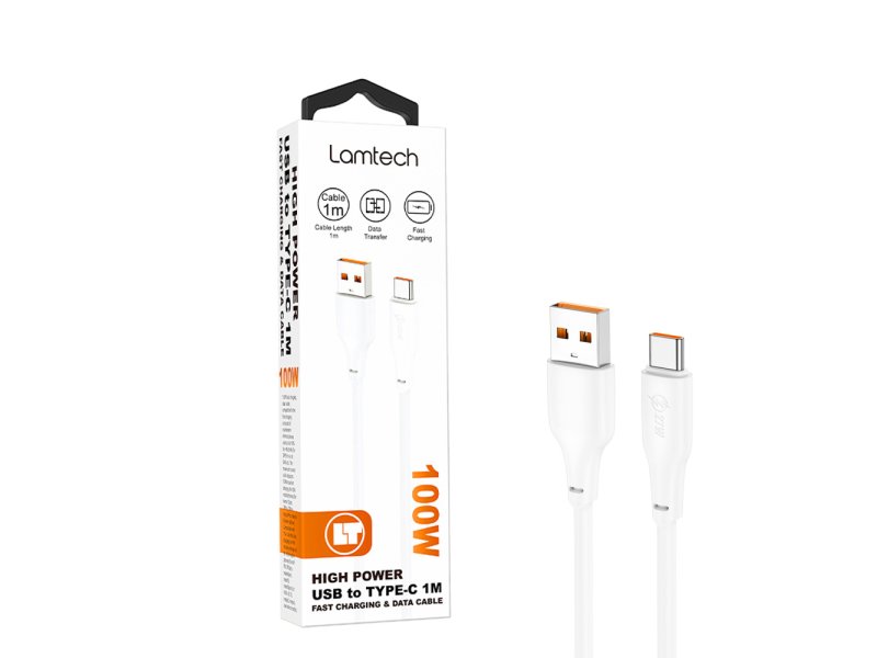 LAMTECH LAM114529 Καλώδιο Φόρτισης και Δεδομένων USB-C - 1m - 100W - Λευκό 0041027 LAMTECH LAM114529 Καλώδιο Φόρτισης και Δεδομένων USB-C - 1m - 100W - Λευκό 0041027