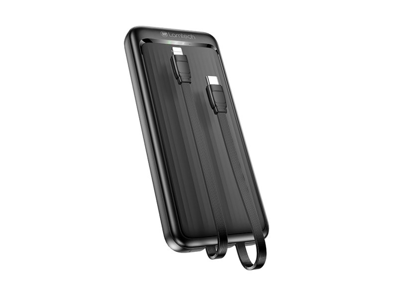 LAMTECH LAM114536 ULTRA-THIN POWERBANK WITH TYPE-C & LIGHTNING CABLES 10000mAh 22.5W BLACK 0041031 LAMTECH LAM114536 ULTRA-THIN POWERBANK WITH TYPE-C & LIGHTNING CABLES 10000mAh 22.5W BLACK 0041031