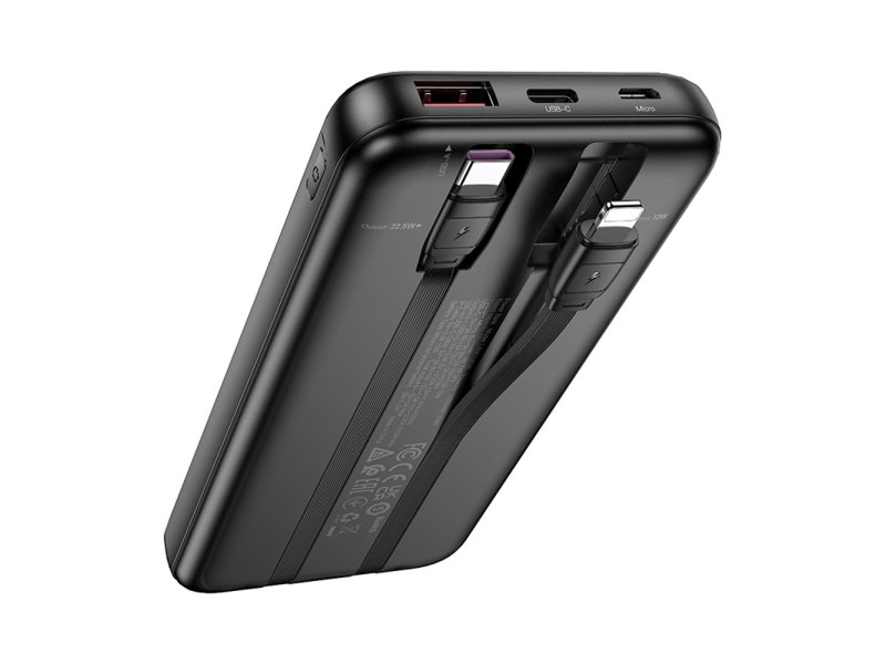 LAMTECH LAM114536 ULTRA-THIN POWERBANK WITH TYPE-C & LIGHTNING CABLES 10000mAh 22.5W BLACK 0041031 LAMTECH LAM114536 ULTRA-THIN POWERBANK WITH TYPE-C & LIGHTNING CABLES 10000mAh 22.5W BLACK 0041031