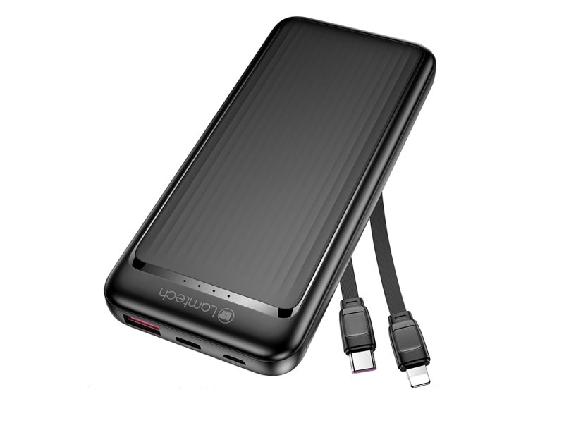 LAMTECH LAM114536 ULTRA-THIN POWERBANK WITH TYPE-C & LIGHTNING CABLES 10000mAh 22.5W BLACK 0041031 LAMTECH LAM114536 ULTRA-THIN POWERBANK WITH TYPE-C & LIGHTNING CABLES 10000mAh 22.5W BLACK 0041031