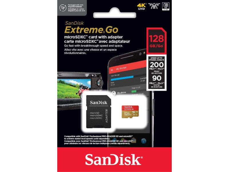 SanDisk 128GB Extreme Go Micro SDXC Card (for Android Smartphones and Tablets, Action Cams, Drones, etc) 0041097 SanDisk 128GB Extreme Go Micro SDXC Card (for Android Smartphones and Tablets, Action Cams, Drones, etc) 0041097