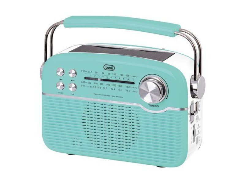 TREVI RA7F50BT Φορητό Vintage Ηλιακό Ραδιόφωνο Με Είσοδο Bluetooth, USB και κάρτας SD Πράσινο 0041113 TREVI RA7F50BT Φορητό Vintage Ηλιακό Ραδιόφωνο Με Είσοδο Bluetooth, USB και κάρτας SD Πράσινο 0041113