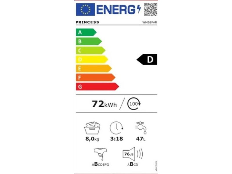PRINCESS WMB 8 PAR Πλυντήριο Ρούχων 8kg - A Class 0041164 PRINCESS WMB 8 PAR Πλυντήριο Ρούχων 8kg - A Class 0041164