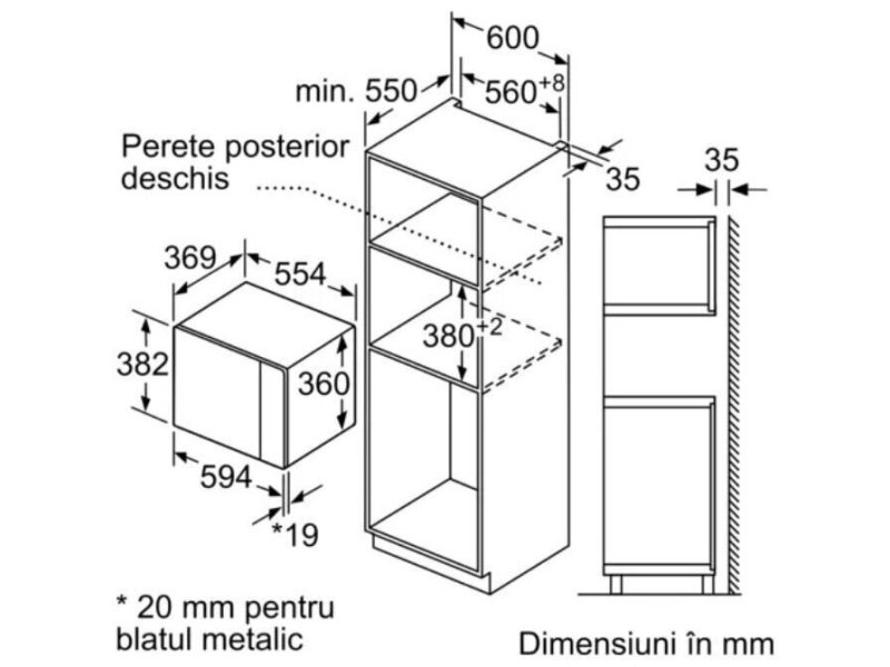 BOSCH BFL554MB0 Εντοιχιζόμενος Φούρνος Μικροκυμάτων 25lt Μαύρος 0041173 BOSCH BFL554MB0 Εντοιχιζόμενος Φούρνος Μικροκυμάτων 25lt Μαύρος 0041173