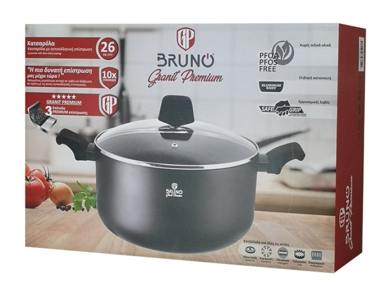 BRUNO BRN-0122 Kατσαρόλα Granit Premium με Aντικολλητική Eπίστρωση, 26cm 0041217 BRUNO BRN-0122 Kατσαρόλα Granit Premium με Aντικολλητική Eπίστρωση, 26cm 0041217