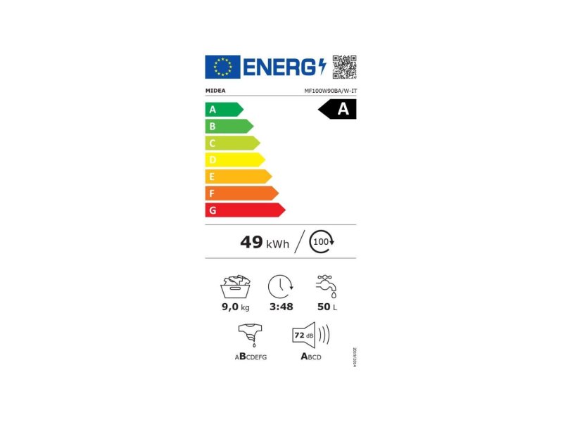 MIDEA MF100W90BA/W-GR Πλυντήριο Ρούχων 9kg 1400rpm 0041229 MIDEA MF100W90BA/W-GR Πλυντήριο Ρούχων 9kg 1400rpm 0041229