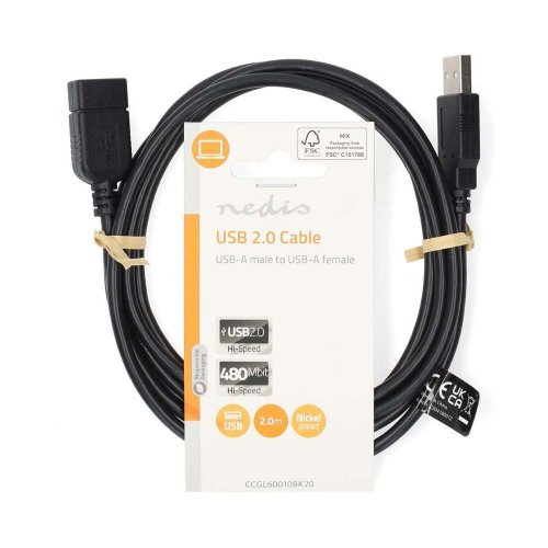 NEDIS CCGL60010BK20 Καλώδιο USB High-Speed Α αρσ. - USB A θηλ., 2.00m 0041603
