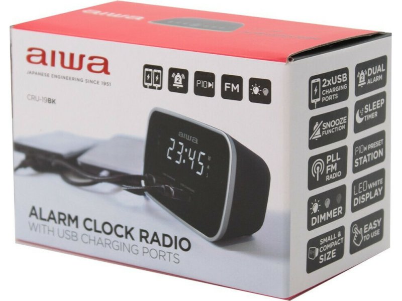 AIWA CRU-19BK Ψηφιακό Ρολόι Επιτραπέζιο με Ξυπνητήρι 0041743 AIWA CRU-19BK Ψηφιακό Ρολόι Επιτραπέζιο με Ξυπνητήρι 0041743