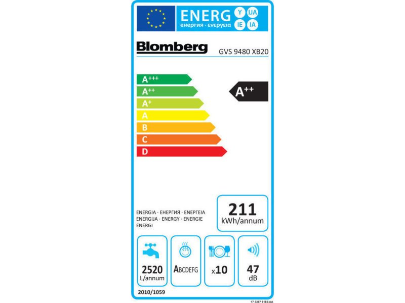 BLOMBERG GVS 9480 XB20 Πλυντήριο Πιάτων 45cm - A++ 144144 BLOMBERG GVS 9480 XB20 Πλυντήριο Πιάτων 45cm - A++ 144144