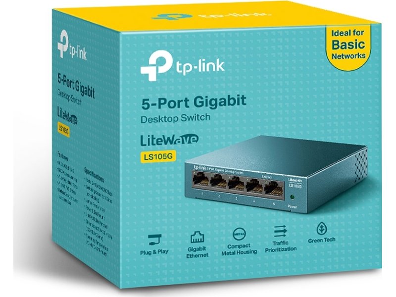 TP-LINK LS105G 5-PORT 10 100 1000Mbps 0039122 TP-LINK LS105G 5-PORT 10 100 1000Mbps 0039122