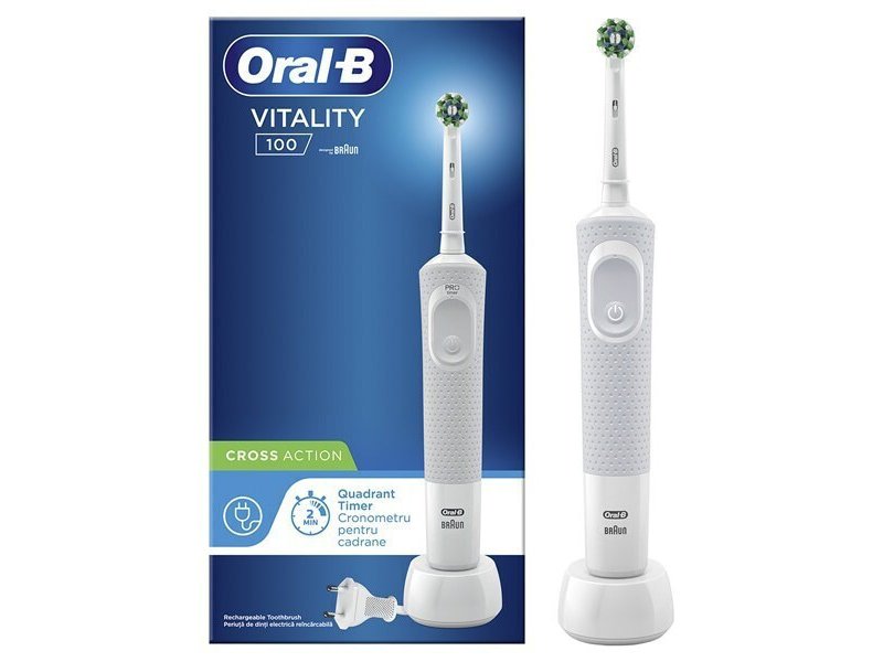ORAL-B Vitality D100 Cross Action Ηλεκτρική Οδοντόβουρτσα Λευκή 0020777 ORAL-B Vitality D100 Cross Action Ηλεκτρική Οδοντόβουρτσα Λευκή 0020777