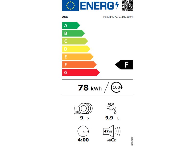 AEG FSE31407Z Πλήρως Εντοιχιζόμενο Πλυντήριο Πιάτων για 9 Σερβίτσια Π44.6xY81.4εκ. Λευκό 0033045 AEG FSE31407Z Πλήρως Εντοιχιζόμενο Πλυντήριο Πιάτων για 9 Σερβίτσια Π44.6xY81.4εκ. Λευκό 0033045