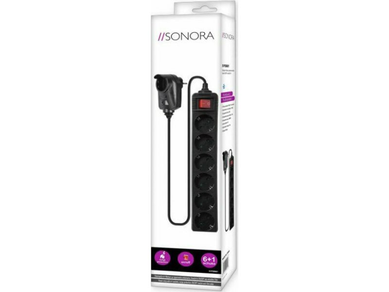 SONORA S1PSB601 Πολύπριζο Ασφαλείας 7 Θέσεων με Διακόπτη και Καλώδιο 1.5m Μαύρο 0034945 SONORA S1PSB601 Πολύπριζο Ασφαλείας 7 Θέσεων με Διακόπτη και Καλώδιο 1.5m Μαύρο 0034945