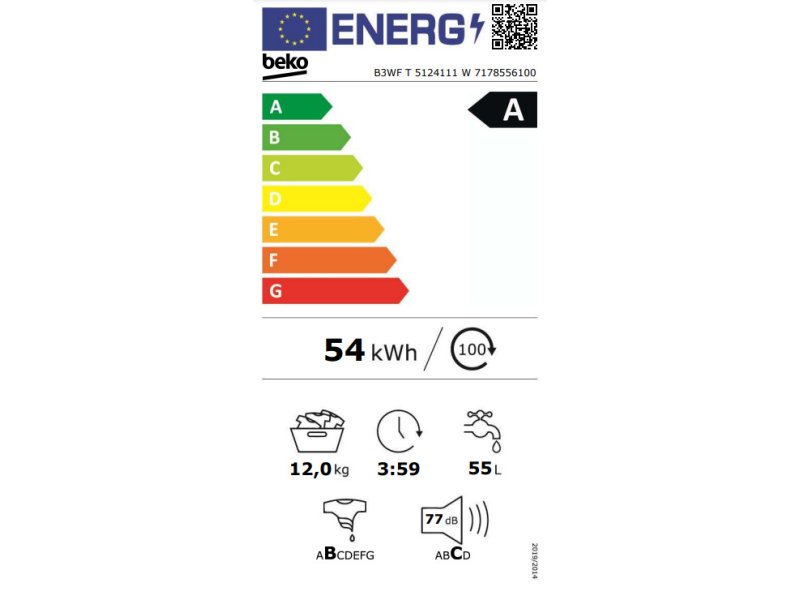 BEKO B3WFT5124111W Πλυντήριο Ρούχων με Λειτουργία Ατμού 12kg - 84x60x58εκ. 0037530 BEKO B3WFT5124111W Πλυντήριο Ρούχων με Λειτουργία Ατμού 12kg - 84x60x58εκ. 0037530