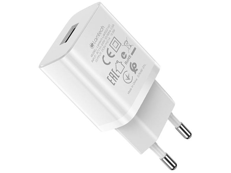 LAMTECH LAM022162 USB TRAVEL CHARGER 2,1A WHITE 0038434 LAMTECH LAM022162 USB TRAVEL CHARGER 2,1A WHITE 0038434