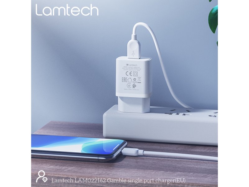 LAMTECH LAM022162 USB TRAVEL CHARGER 2,1A WHITE 0038434 LAMTECH LAM022162 USB TRAVEL CHARGER 2,1A WHITE 0038434