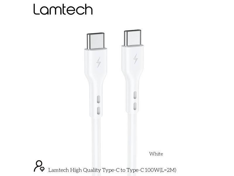 LAMTECH LAM023664 CABLE TYPE C TO TYPE C 100W FAST CHARGE 2M 0039419 LAMTECH LAM023664 CABLE TYPE C TO TYPE C 100W FAST CHARGE 2M 0039419