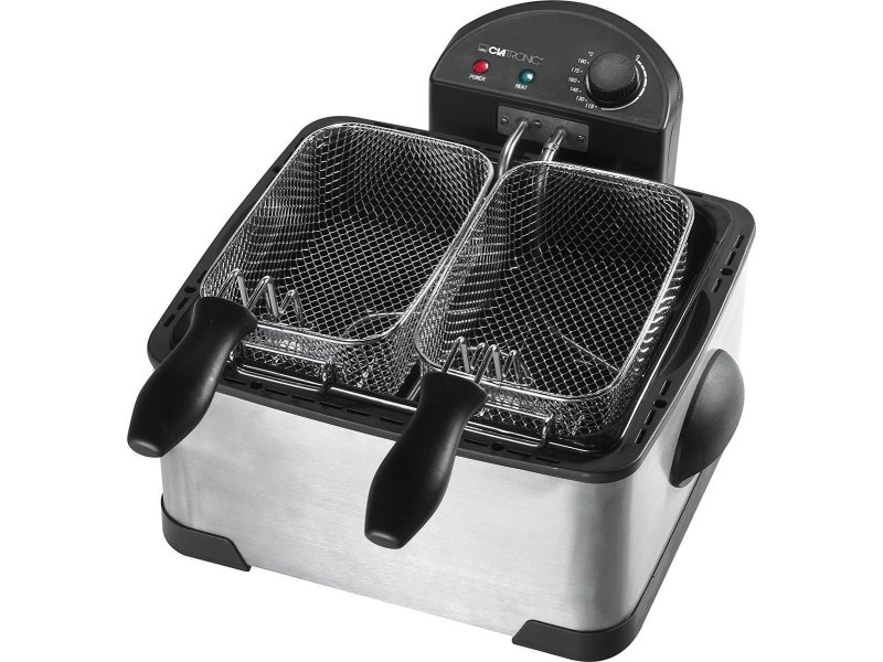 CLATRONIC CL FR 3195 Φριτέζα Λαδιού με Διπλό Αποσπώμενο Κάδο 4lt Ασημί 0039432 CLATRONIC CL FR 3195 Φριτέζα Λαδιού με Διπλό Αποσπώμενο Κάδο 4lt Ασημί 0039432