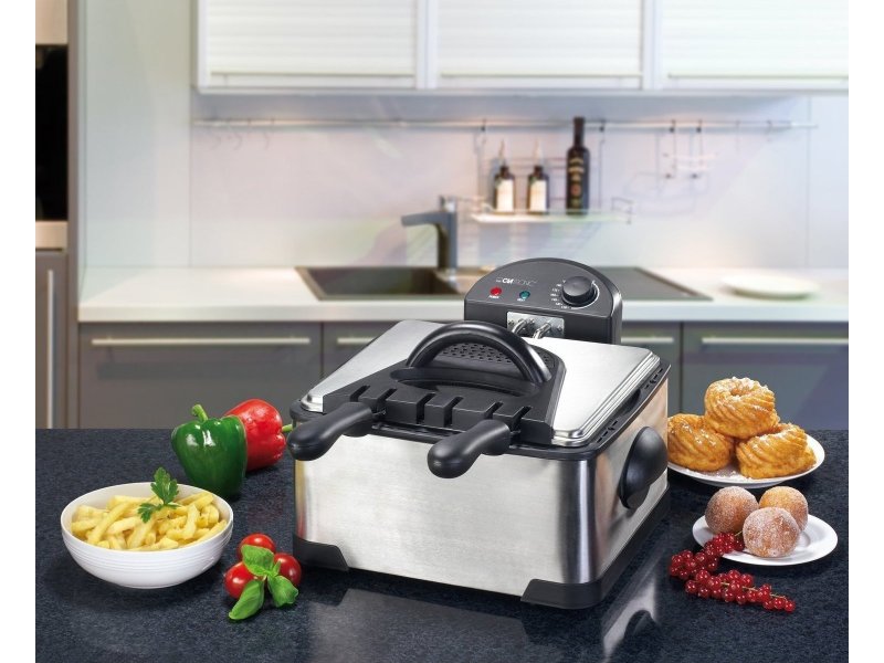 CLATRONIC CL FR 3195 Φριτέζα Λαδιού με Διπλό Αποσπώμενο Κάδο 4lt Ασημί 0039432 CLATRONIC CL FR 3195 Φριτέζα Λαδιού με Διπλό Αποσπώμενο Κάδο 4lt Ασημί 0039432