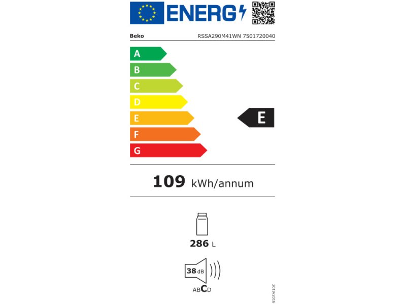 BEKO RSSA290M41WN Μονόπορτο Ψυγείο Συντήρηση 286lt - E - (ΥxΠxΒ): 150 x 59.5 x 59.2 cm - Λευκό 0039789 BEKO RSSA290M41WN Μονόπορτο Ψυγείο Συντήρηση 286lt - E - (ΥxΠxΒ): 150 x 59.5 x 59.2 cm - Λευκό 0039789