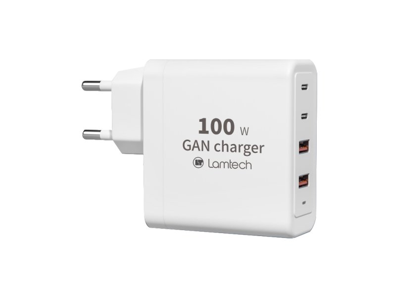LAMTECH LAM113416 Φορτιστής Χωρίς Καλώδιο GaN με 2 Θύρες USB-A και 2 Θύρες USB-C 100W Λευκός 0040453 LAMTECH LAM113416 Φορτιστής Χωρίς Καλώδιο GaN με 2 Θύρες USB-A και 2 Θύρες USB-C 100W Λευκός 0040453