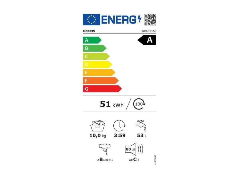 MORRIS WIX-10158 Πλυντήριο Ρούχων 10kg με Ατμό 1500 Στροφών Ασημί 0040492 MORRIS WIX-10158 Πλυντήριο Ρούχων 10kg με Ατμό 1500 Στροφών Ασημί 0040492