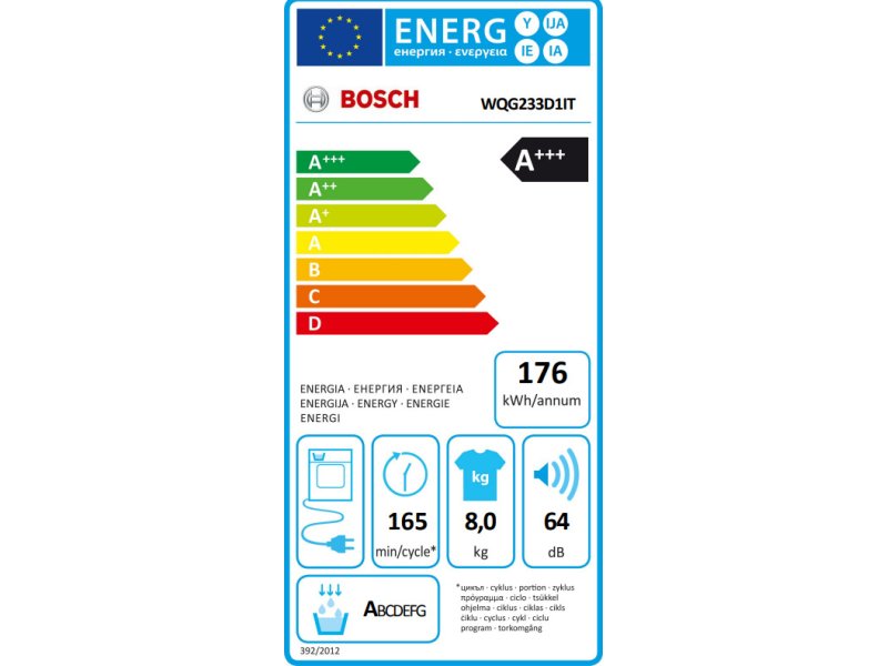 BOSCH WQG233D1IT Στεγνωτήριο 8kg A+++ με Αντλία Θερμότητας 0040781 BOSCH WQG233D1IT Στεγνωτήριο 8kg A+++ με Αντλία Θερμότητας 0040781