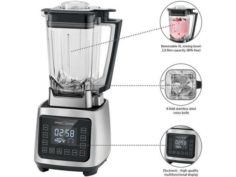 PROFI COOK PC-UM 1127 Μπλέντερ για Smoothies 2lt 2000W Inox 0040816 PROFI COOK PC-UM 1127 Μπλέντερ για Smoothies 2lt 2000W Inox 0040816