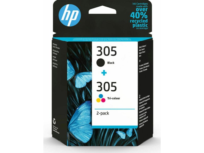 HP 305 Γνήσιο Πακέτο 2 Μελανιών Εκτυπωτή InkJet Πολλαπλό (Color) / Μαύρο (6ZD17AE) 0040954 HP 305 Γνήσιο Πακέτο 2 Μελανιών Εκτυπωτή InkJet Πολλαπλό (Color) / Μαύρο (6ZD17AE) 0040954