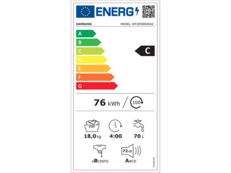 SAMSUNG WF18T8000GW/LV Πλυντήριο ρούχων 18kg 0040955 SAMSUNG WF18T8000GW/LV Πλυντήριο ρούχων 18kg 0040955