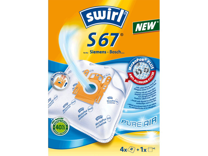 Swirl S67/4 για Bosch/Siemens Type G (4 σακούλες+1 φίλτρο) Hepa Micropor Σακούλα Ηλεκτρικής Σκούπας 0004613 Swirl S67/4 για Bosch/Siemens Type G (4 σακούλες+1 φίλτρο) Hepa Micropor Σακούλα Ηλεκτρικής Σκούπας 0004613