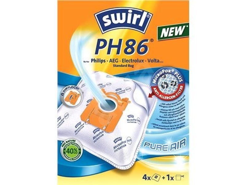 SWIRL PH86/PH96 Micropor VV II (4 σακούλες+1 φίλτρο) για Philips, Aeg, Electrolux 0006354 SWIRL PH86/PH96 Micropor VV II (4 σακούλες+1 φίλτρο) για Philips, Aeg, Electrolux 0006354