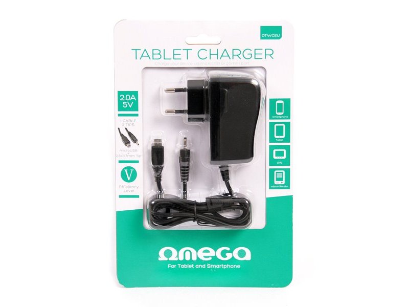 OMEGA OTWCEU OM41836 Φορτιστής Tablet με 2 Βύσματα για Smartphone (2.5mm) & Tablet (Micro USB) 0004588 OMEGA OTWCEU OM41836 Φορτιστής Tablet με 2 Βύσματα για Smartphone (2.5mm) & Tablet (Micro USB) 0004588