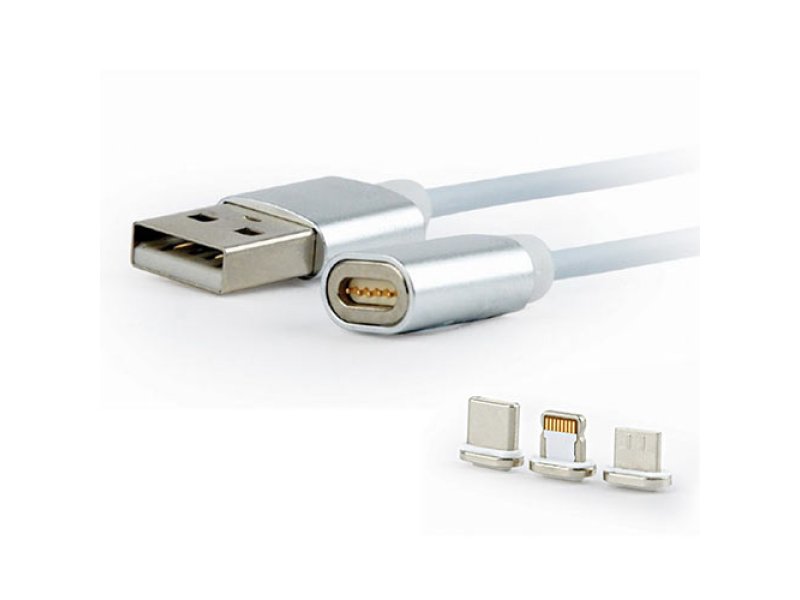 CABLEXPERT Μαγνητικό Καλώδιο 3 in 1 USB Charging Combo Cable - Silver 1m 0014788 CABLEXPERT Μαγνητικό Καλώδιο 3 in 1 USB Charging Combo Cable - Silver 1m 0014788