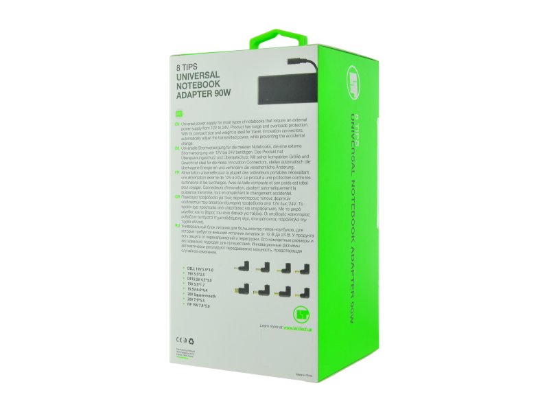 LAMTECH LAM100037 Universal Notebook Adapter 90W 19V-20V 8 Tips 0015577 LAMTECH LAM100037 Universal Notebook Adapter 90W 19V-20V 8 Tips 0015577